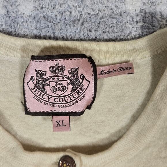 Juicy Couture Y2k Cream ButtonDown Cardigan Ruffles Wool Cashmere Women Size XL - Picture 4 of 9